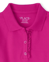 Girls Uniform Ruffle Soft Stretch Pique Polo