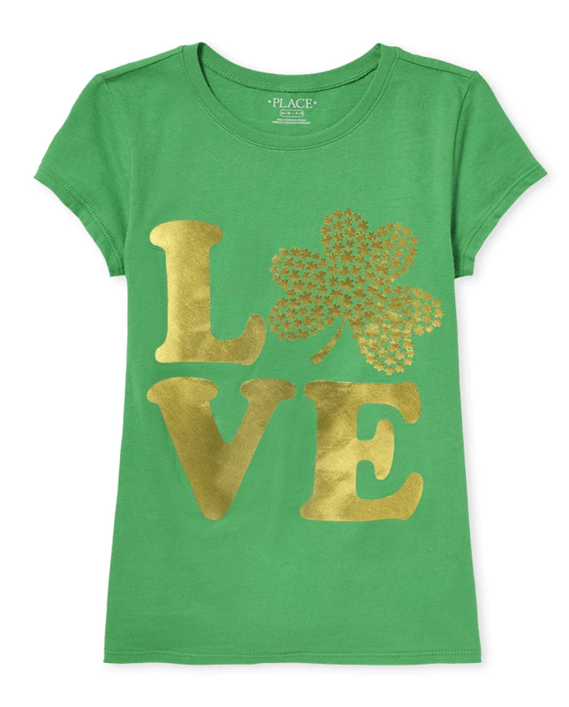 Girls Love Shamrock Graphic Tee