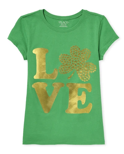 Girls Love Shamrock Graphic Tee
