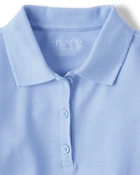 Robe polo en piqué à manches longues pour fille