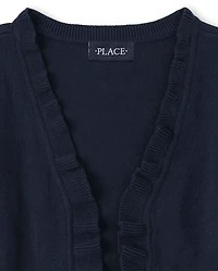 Girls Ruffle Open Front Cardigan