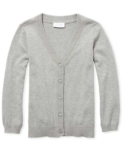 Girls V Neck Boyfriend Fit Cardigan