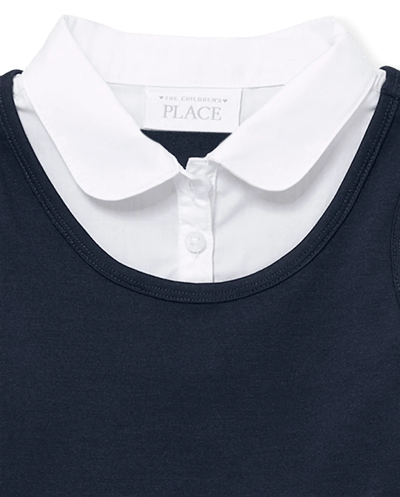 Toddler Girls Uniform Ponte Knit 2 1 Dress