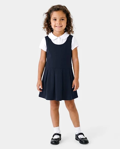 Toddler Girls Uniform Ponte Knit 2 1 Dress
