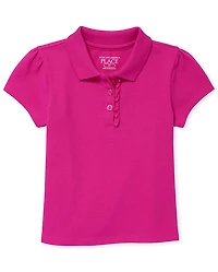 Toddler Girls Uniform Ruffle Soft Stretch Pique Polo