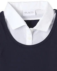 Girls Uniform Ponte Knit 2 1 Dress