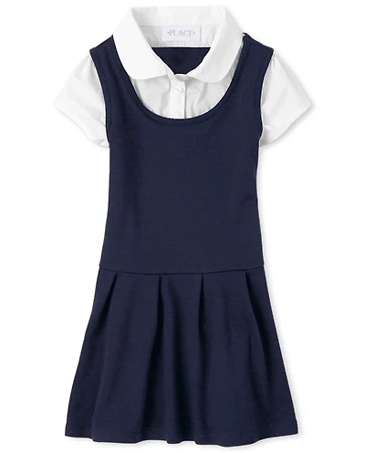 Girls Uniform Ponte Knit 2 1 Dress