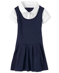 Girls Uniform Ponte Knit 2 1 Dress
