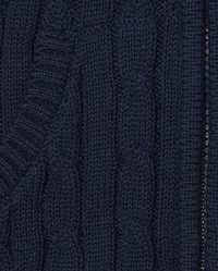 Girls Cable Knit Zip Up Sweater
