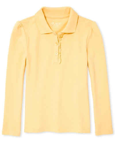 Girls Uniform Ruffle Pique Polo