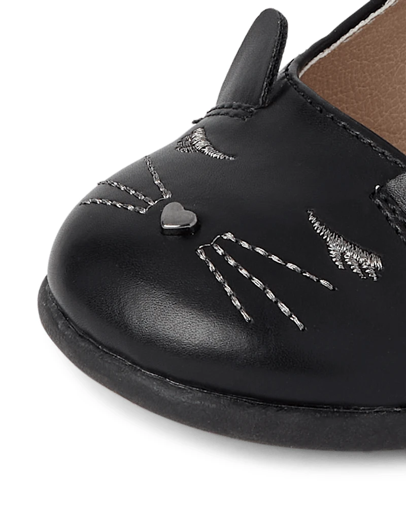 Toddler Girls Embroidered Cat Mary Jane Shoes