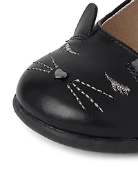 Toddler Girls Embroidered Cat Mary Jane Shoes