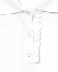 Girls Uniform Ruffle Soft Stretch Pique Polo