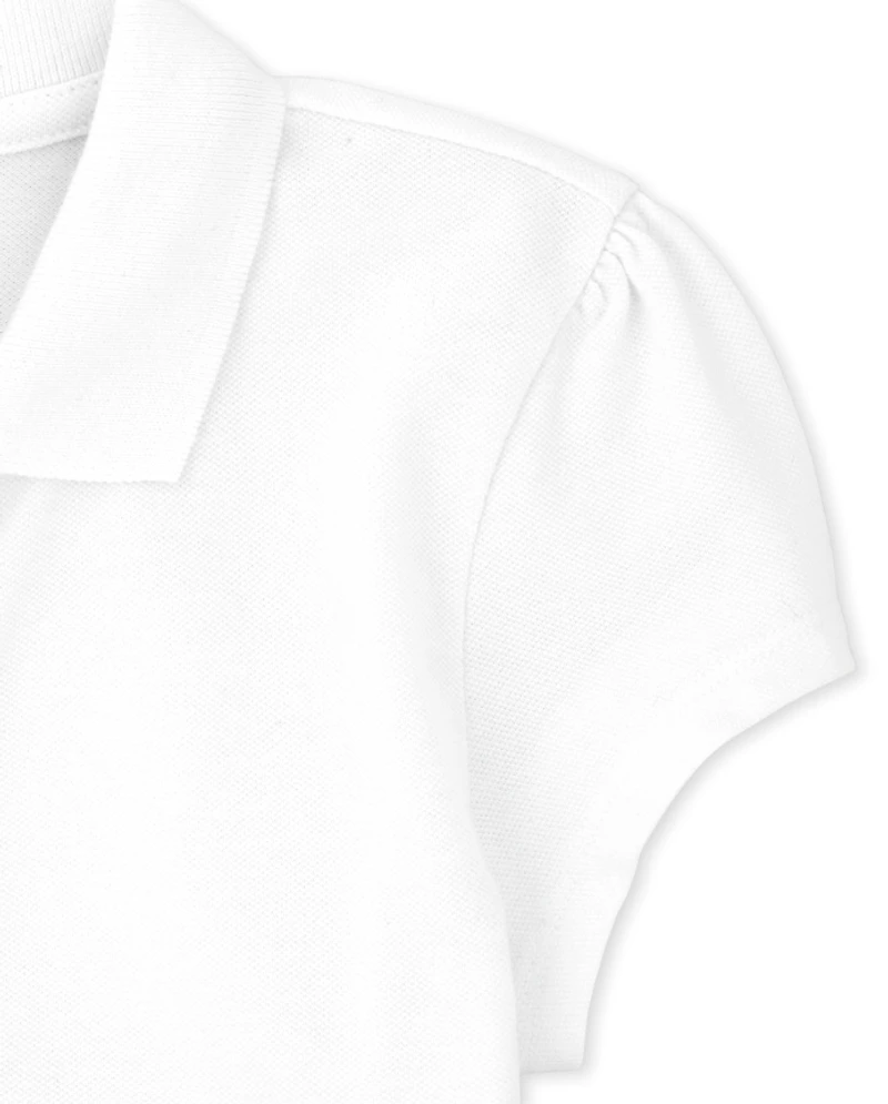 Girls Uniform Ruffle Soft Stretch Pique Polo