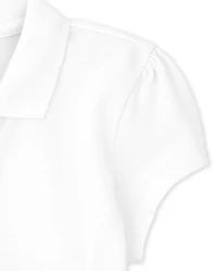 Girls Uniform Ruffle Soft Stretch Pique Polo