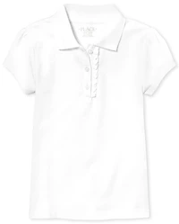 Girls Uniform Ruffle Soft Stretch Pique Polo