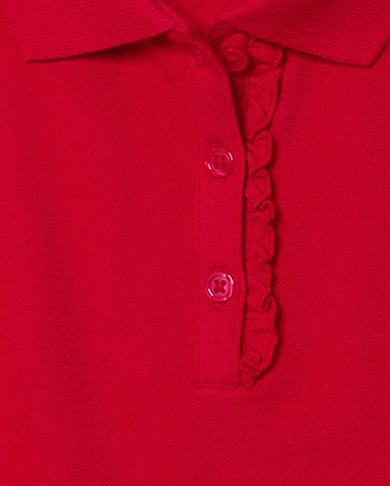 Girls Uniform Ruffle Soft Stretch Pique Polo