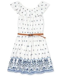 Girls Floral Ruffle Dress