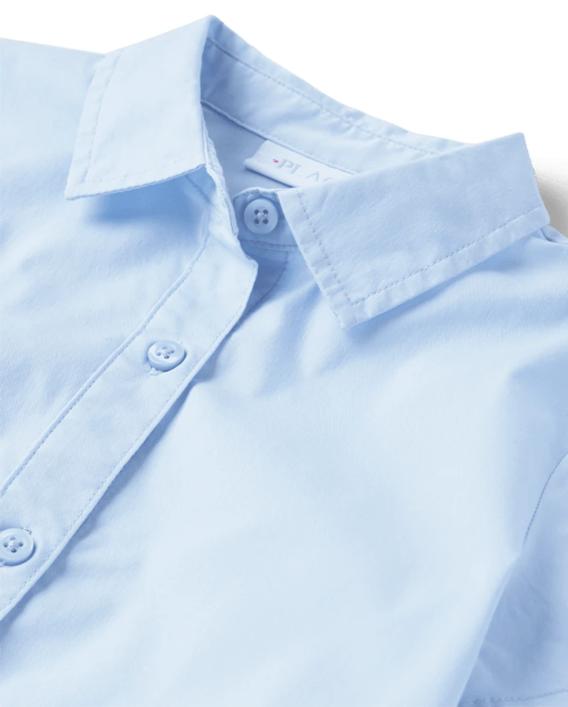 Girls Uniform Poplin Button Up Shirt