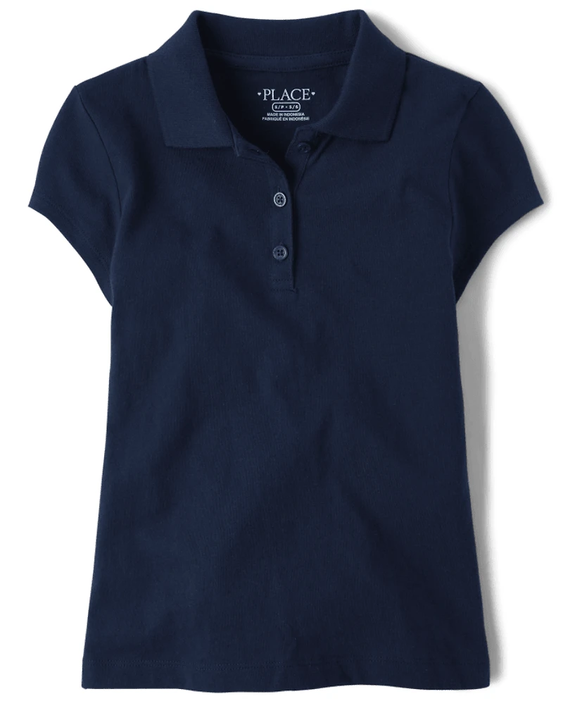 Polo uniforme en jersey doux pour fille