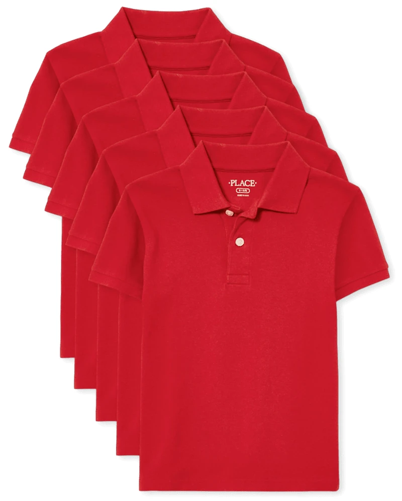 Lot de 5 polos uniformes en piqué pour garçon