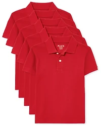 Lot de 5 polos uniformes en piqué pour garçon