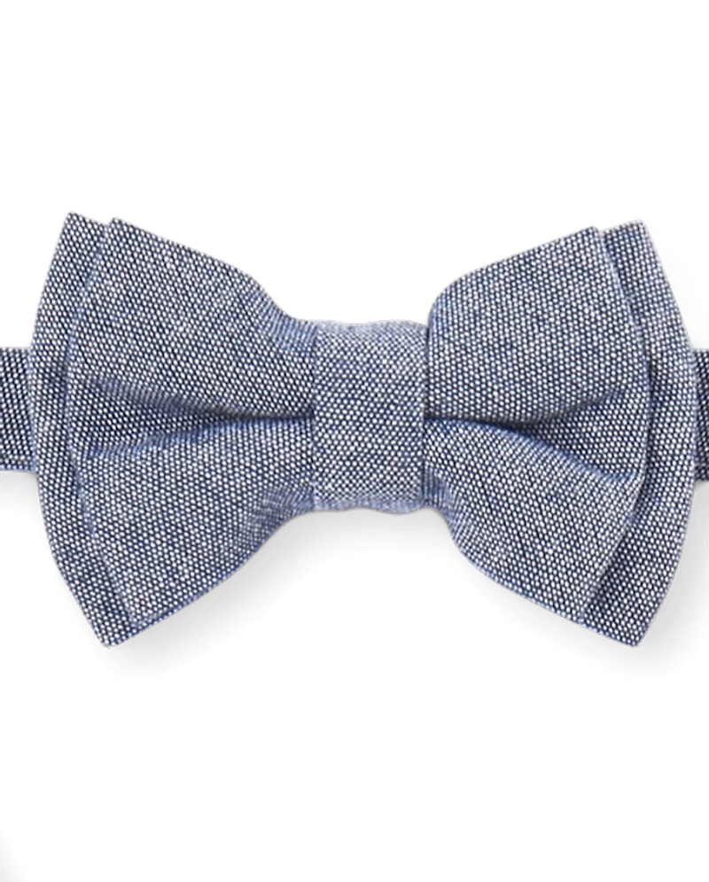 Toddler Boys Chambray Matching Bow Tie And Suspenders Set