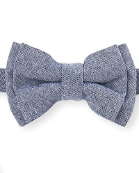 Toddler Boys Chambray Matching Bow Tie And Suspenders Set