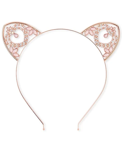 Girls Jeweled Cat Ears Metal Headband