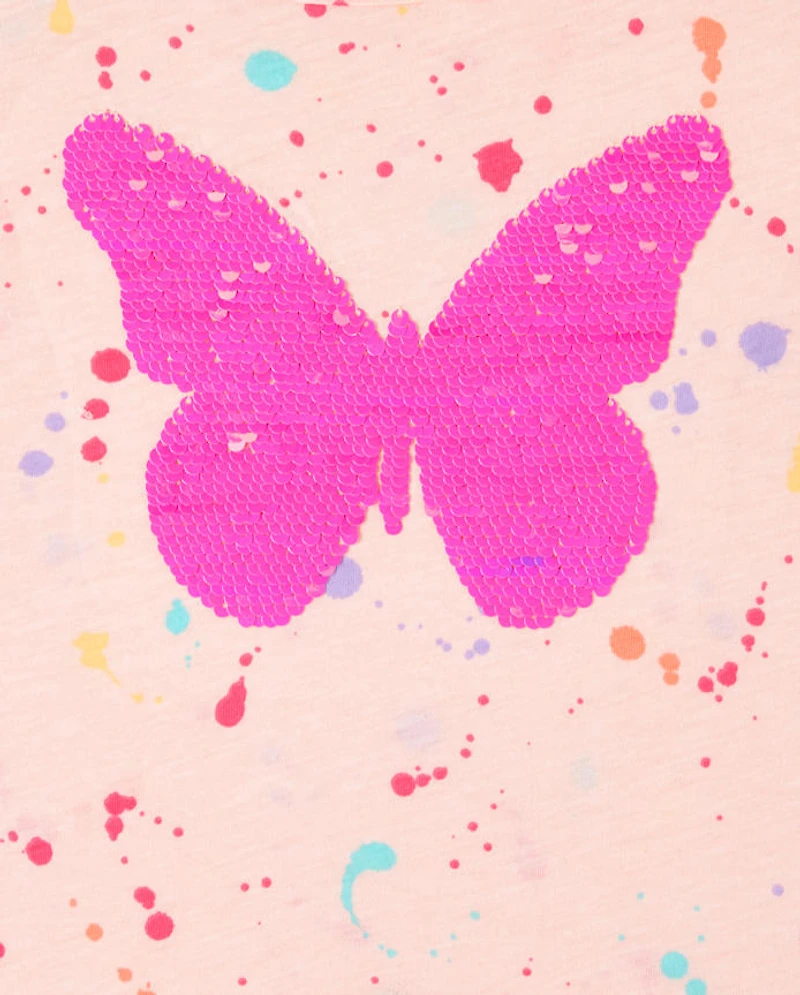 Girls Flip Sequin Splatter Top