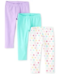 Girls Rainbow Star Capri Leggings 3-Pack