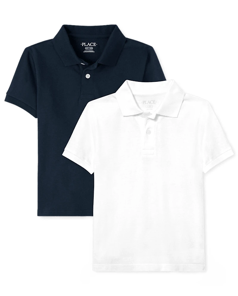Boys Uniform Soft Pique Polo 2-Pack