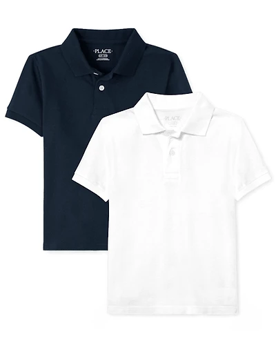Boys Uniform Soft Pique Polo 2-Pack