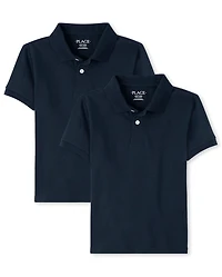 Boys Uniform Soft Pique Polo 2-Pack