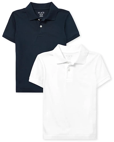 Boys Uniform Soft Jersey Polo 2-Pack