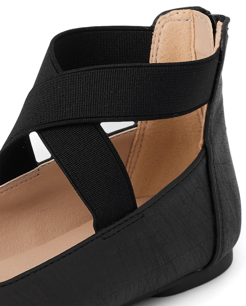 Girls Cross Strap Ballet Flats