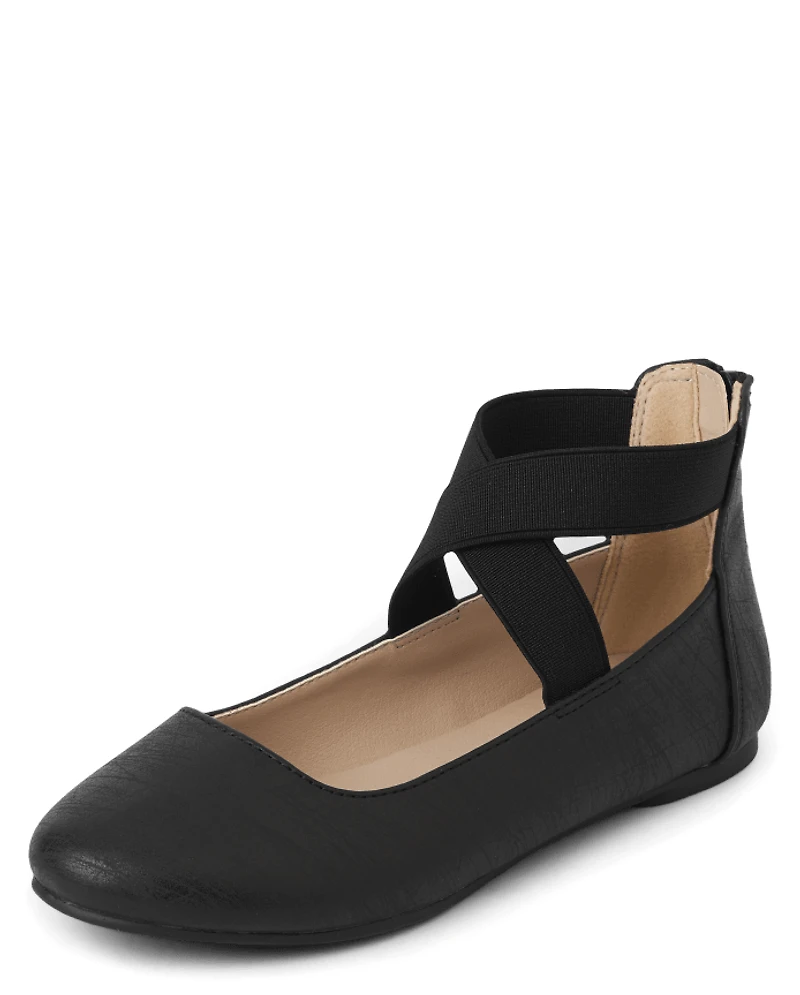 Girls Cross Strap Ballet Flats