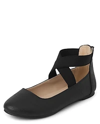 Girls Cross Strap Ballet Flats