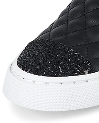 Baskets à enfiler matelassées uniformes paillettes pour fille