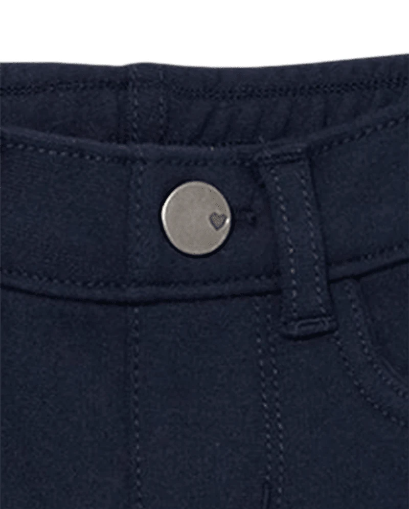 Ensemble de 2 jeggings uniformes en tricot point Rome pour toute-petite fille