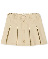 Toddler Girls Uniform Stretch Button Pleated Skort
