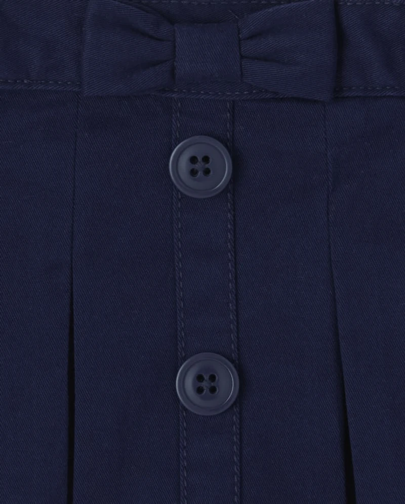 Toddler Girls Uniform Stretch Button Pleated Skort