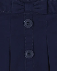 Toddler Girls Uniform Stretch Button Pleated Skort