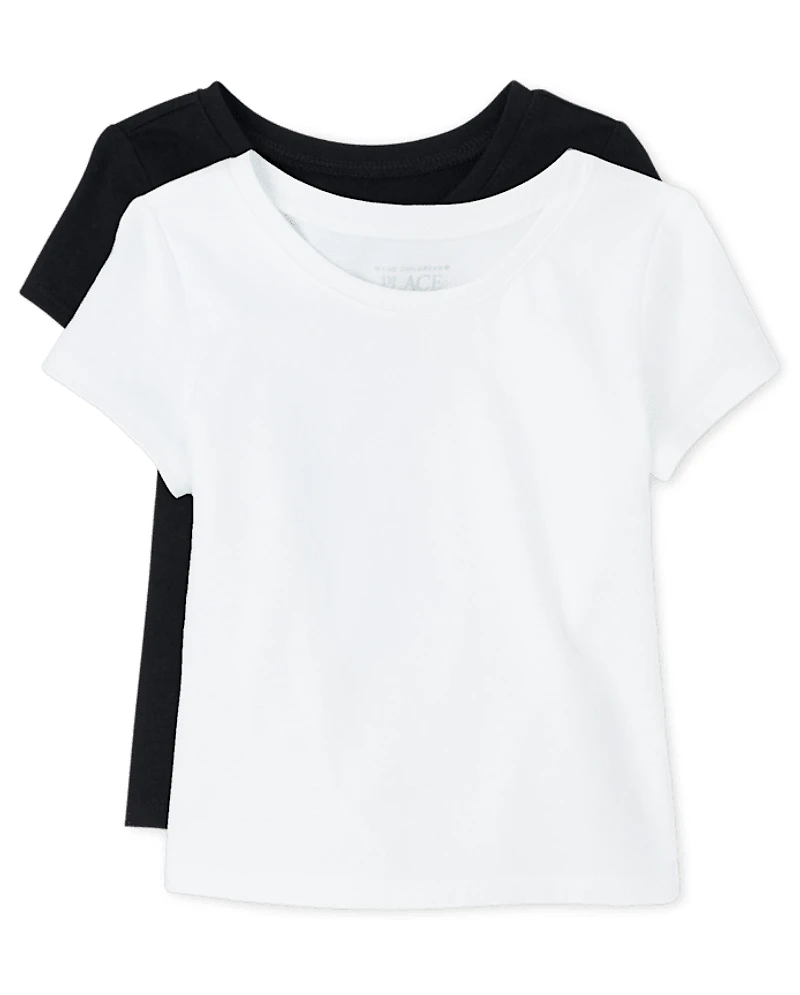Lot de 2 t-shirts superposés uniformes pour bébé et toute-petite fille