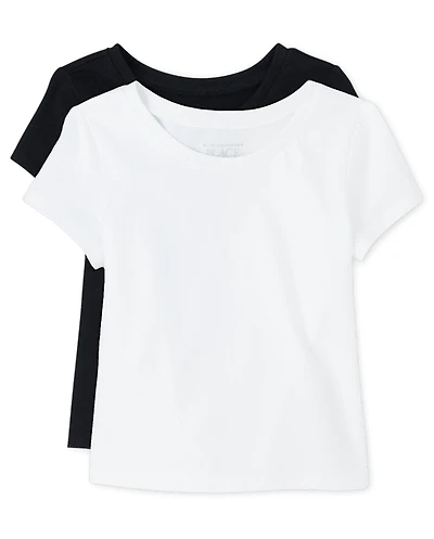 Lot de 2 t-shirts superposés uniformes pour bébé et toute-petite fille