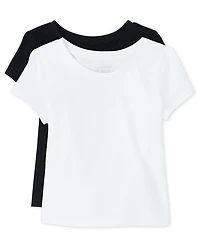 Lot de 2 t-shirts superposés uniformes pour bébé et toute-petite fille