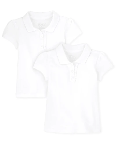 Toddler Girls Uniform Ruffle Soft Stretch Pique Polo -Pack