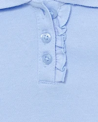 Toddler Girls Uniform Ruffle Soft Stretch Pique Polo -Pack