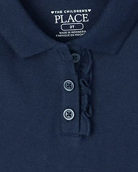 Toddler Girls Uniform Ruffle Soft Stretch Pique Polo -Pack