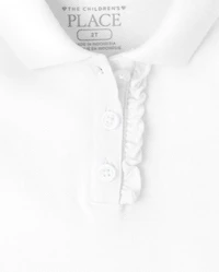 Toddler Girls Uniform Ruffle Soft Stretch Pique Polo -Pack